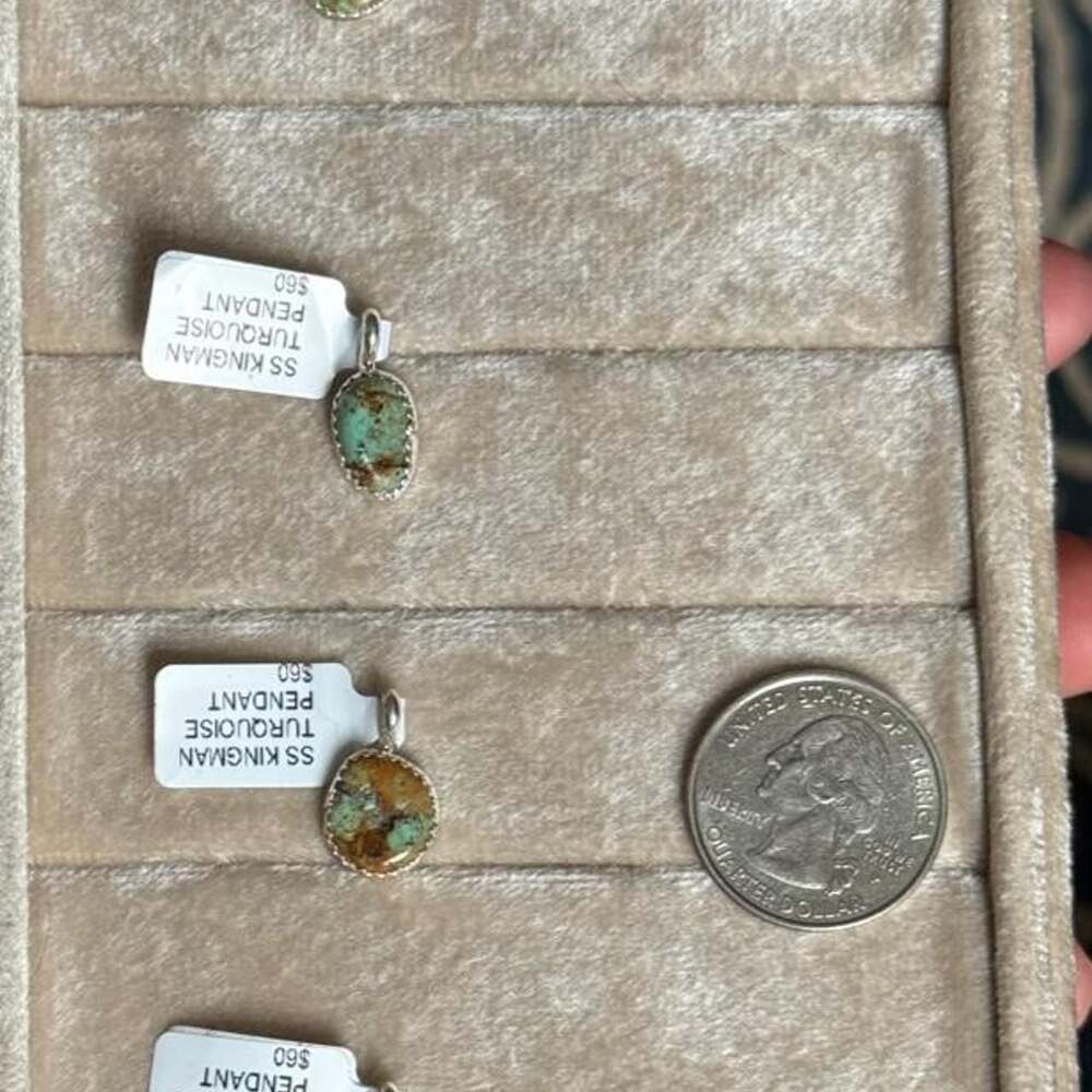 Dorothy Yazzie Navajo Sterling Silver Kingman Turquoise Small Pendant Lot of 4